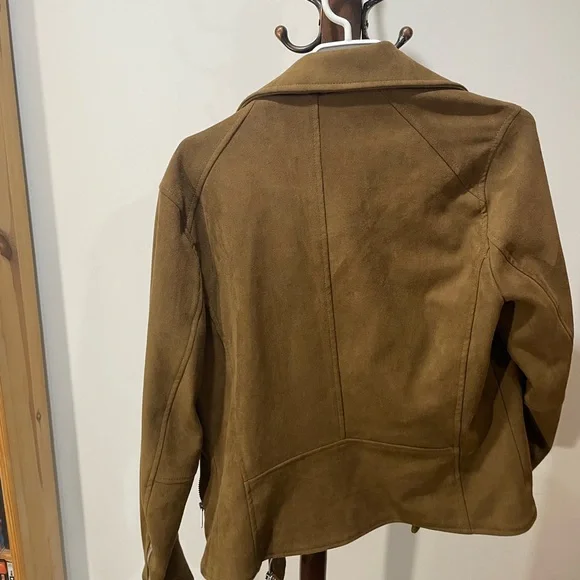 H&M Tan faux Suede Jacket with Zipper Accents - Picture 2 of 3